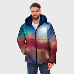 Куртка зимняя мужская Многогранное космическое пространство - яркая звез, цвет: 3D-красный — фото 2