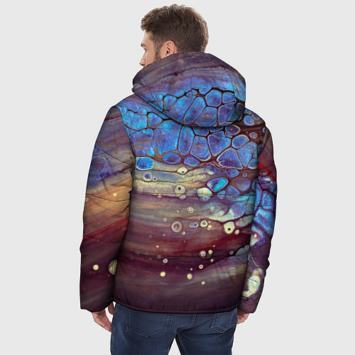 Мужская зимняя куртка Тёмный песок и синие блестящие камни / 3D-Красный – фото 4