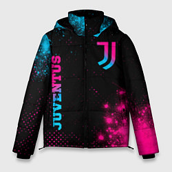 Куртка зимняя мужская Juventus - neon gradient: надпись, символ, цвет: 3D-черный