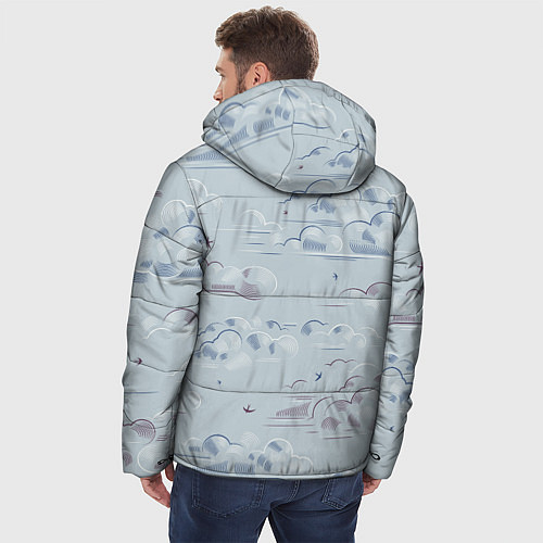 Мужская зимняя куртка Полёт птиц ласточек / 3D-Светло-серый – фото 4