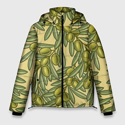 Куртка зимняя мужская Винтажные ветви оливок, цвет: 3D-красный