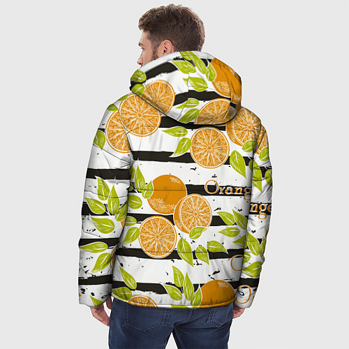 Мужская зимняя куртка Апельсины на чёрно-белом фоне / 3D-Светло-серый – фото 4