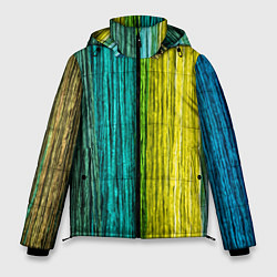 Куртка зимняя мужская Разноцветные полосы материала, цвет: 3D-красный