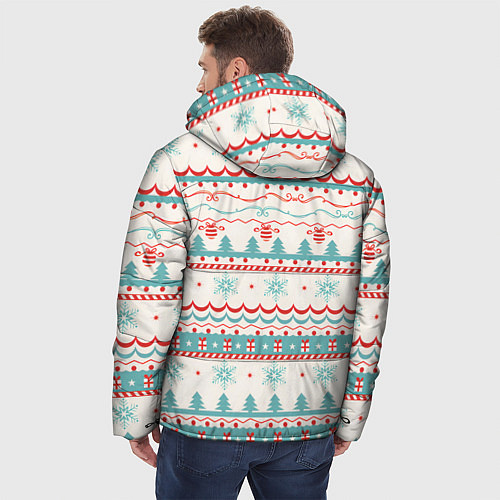 Мужская зимняя куртка Новогодний свитер, но без оленей / 3D-Красный – фото 4