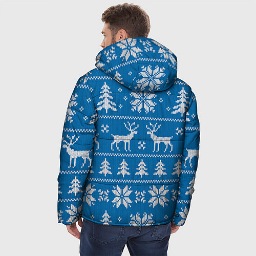 Мужская зимняя куртка Рождественский синий свитер с оленями / 3D-Красный – фото 4