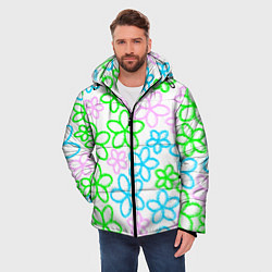 Куртка зимняя мужская Цветочные узоры - паттерн, цвет: 3D-красный — фото 2