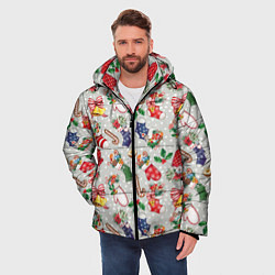 Куртка зимняя мужская Christmas Pattern, цвет: 3D-красный — фото 2