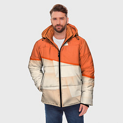 Куртка зимняя мужская Абстрактные геометрические оранжевые и светлые фиг, цвет: 3D-красный — фото 2