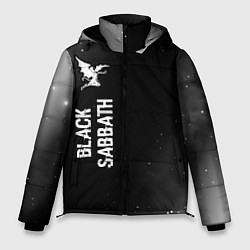 Мужская зимняя куртка Black Sabbath glitch на темном фоне: по-вертикали