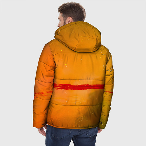 Мужская зимняя куртка Оранжевый туман и красная краска / 3D-Красный – фото 4
