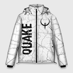 Куртка зимняя мужская Quake glitch на светлом фоне: надпись, символ, цвет: 3D-черный