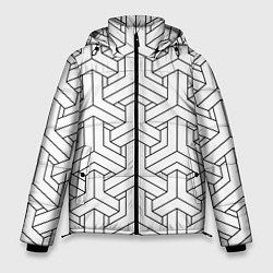Куртка зимняя мужская Мозаичный чёрно-белый паттерн, цвет: 3D-черный