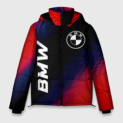 Куртка зимняя мужская BMW красный карбон, цвет: 3D-черный