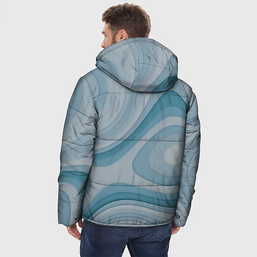 Мужская зимняя куртка Волнообразные синие текстуры / 3D-Красный – фото 4