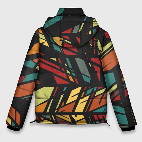 Мужская зимняя куртка Абстракция в разноцветных линиях / 3D-Светло-серый – фото 2