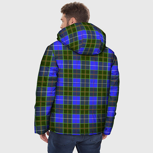 Мужская зимняя куртка Ткань Шотландка сине-зелёная / 3D-Светло-серый – фото 4
