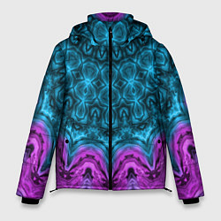 Куртка зимняя мужская Малиново-синий орнамент калейдоскоп, цвет: 3D-светло-серый