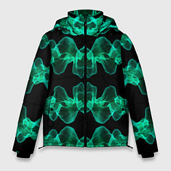 Мужская зимняя куртка Зелёные абстрактные полосы фракталов