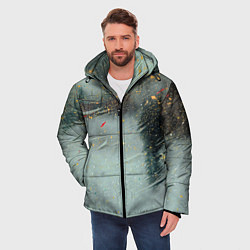 Куртка зимняя мужская Абстрактная зима и краски, цвет: 3D-черный — фото 2