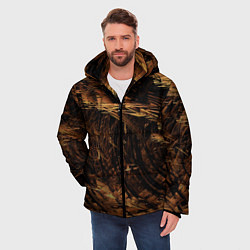 Куртка зимняя мужская Абстрактные лиственные краски, цвет: 3D-светло-серый — фото 2