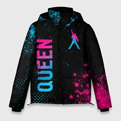 Куртка зимняя мужская Queen - neon gradient: надпись, символ, цвет: 3D-черный