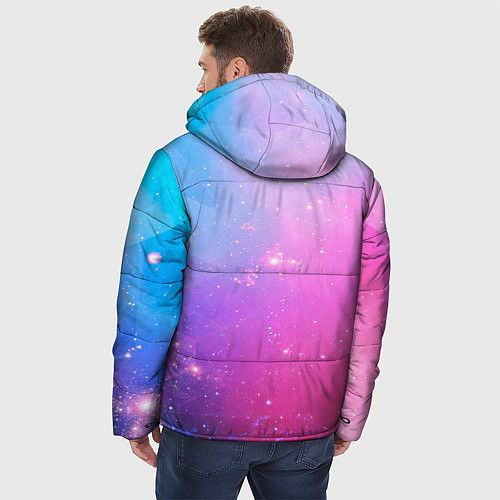 Мужская зимняя куртка Звёздное геометрическое небо / 3D-Красный – фото 4