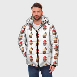 Куртка зимняя мужская Новогодние кексики, паттерн, цвет: 3D-светло-серый — фото 2