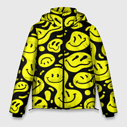Куртка зимняя мужская Кислотный желтый смайлик, цвет: 3D-черный