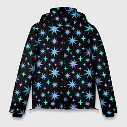 Куртка зимняя мужская Зимние цветные звезды, цвет: 3D-светло-серый