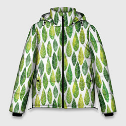 Куртка зимняя мужская Акварельные листья, цвет: 3D-черный