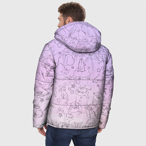 Мужская зимняя куртка Зайчики в облачках / 3D-Красный – фото 4