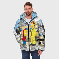Куртка зимняя мужская Барт Симпсон и его папаша, цвет: 3D-светло-серый — фото 2