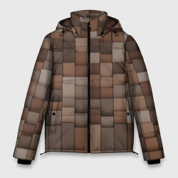 Куртка зимняя мужская Геометрические тёмные прямоугольники и кубы, цвет: 3D-светло-серый