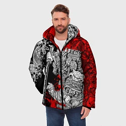 Куртка зимняя мужская Самурай и драконы, цвет: 3D-черный — фото 2