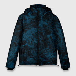 Куртка зимняя мужская Синий и черный мраморный узор, цвет: 3D-красный