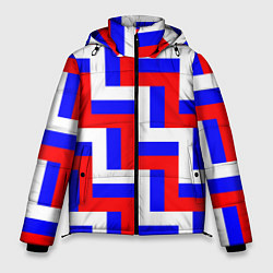 Куртка зимняя мужская Плетение триколор, цвет: 3D-красный