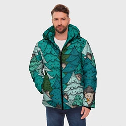 Куртка зимняя мужская Ежи в еловом лесу, цвет: 3D-светло-серый — фото 2