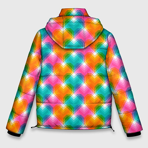 Мужская зимняя куртка Светящиеся геометрические сердца / 3D-Светло-серый – фото 2