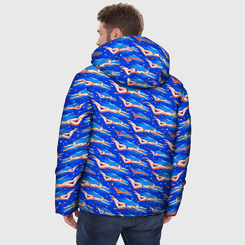 Мужская зимняя куртка Плывущие девушки на синем / 3D-Красный – фото 4