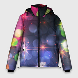 Мужская зимняя куртка Поп арт неоновые звезды космического неба