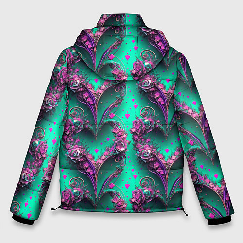 Мужская зимняя куртка Паттерн сердца из цветов / 3D-Светло-серый – фото 2