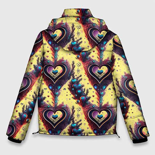 Мужская зимняя куртка Паттерн яркие сердца / 3D-Светло-серый – фото 2
