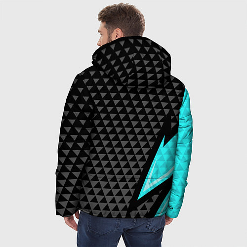 Мужская зимняя куртка Черно-голубая абстракция / 3D-Красный – фото 4