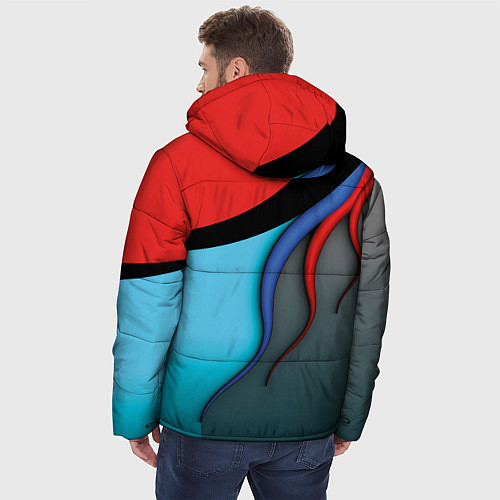 Мужская зимняя куртка Разноцветные ручейки / 3D-Красный – фото 4
