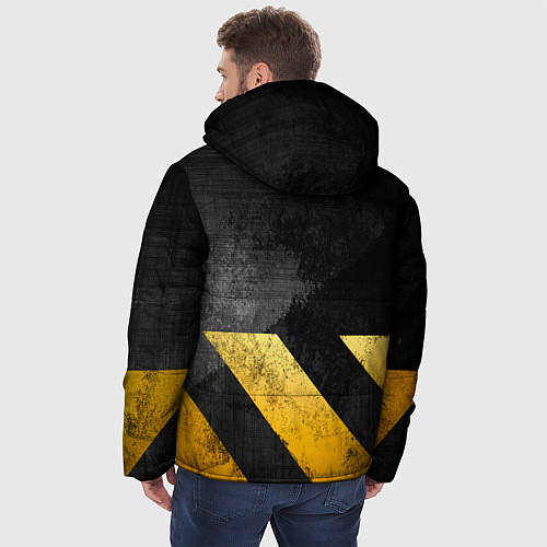 Мужская зимняя куртка Желтые предупреждающие полосы / 3D-Красный – фото 4