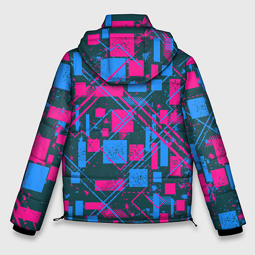 Мужская зимняя куртка Геометрическая абстракция из квадратов и прямоугол / 3D-Светло-серый – фото 2