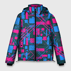 Куртка зимняя мужская Геометрическая абстракция из квадратов и прямоугол, цвет: 3D-светло-серый