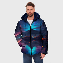 Куртка зимняя мужская Ночное небо, пейзаж, цвет: 3D-черный — фото 2