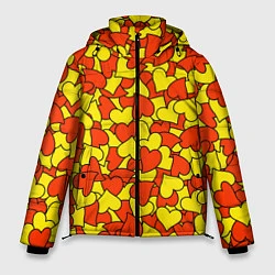 Куртка зимняя мужская Красно-желтые сердца, цвет: 3D-красный