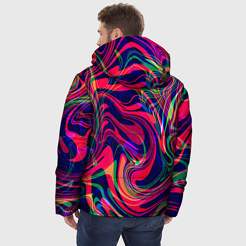 Мужская зимняя куртка Яркие волны / 3D-Красный – фото 4